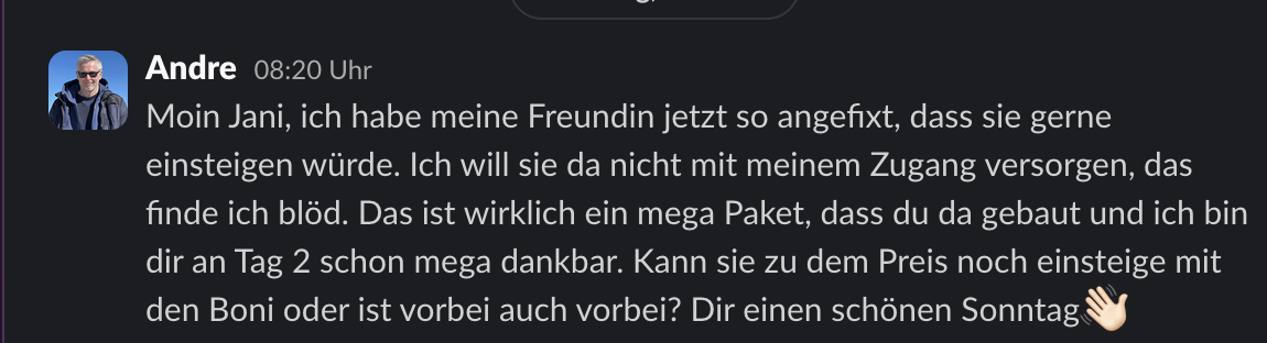 Slack Nachricht Andre